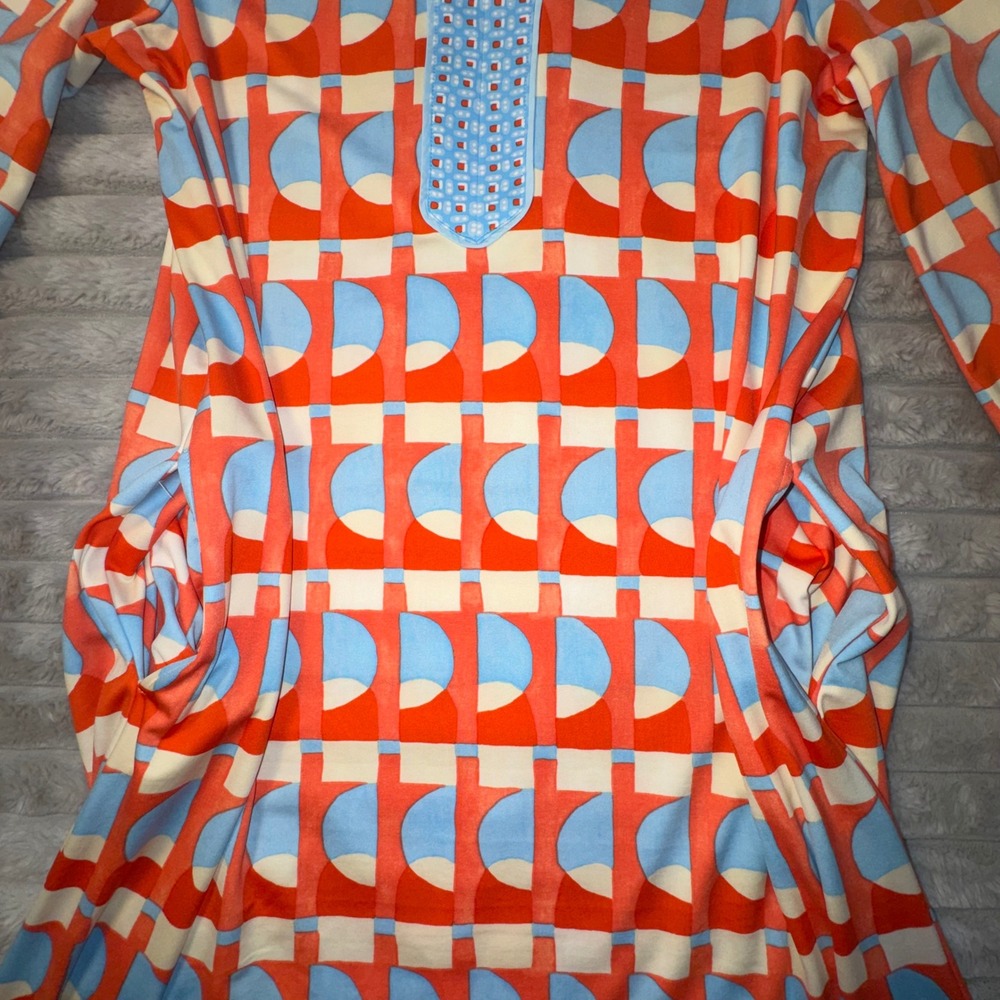 J.McLaughlin Women's Medium Emer‎ Dress Eclipse Orange Blue Shift Catalina Cloth - Picture 6 of 14